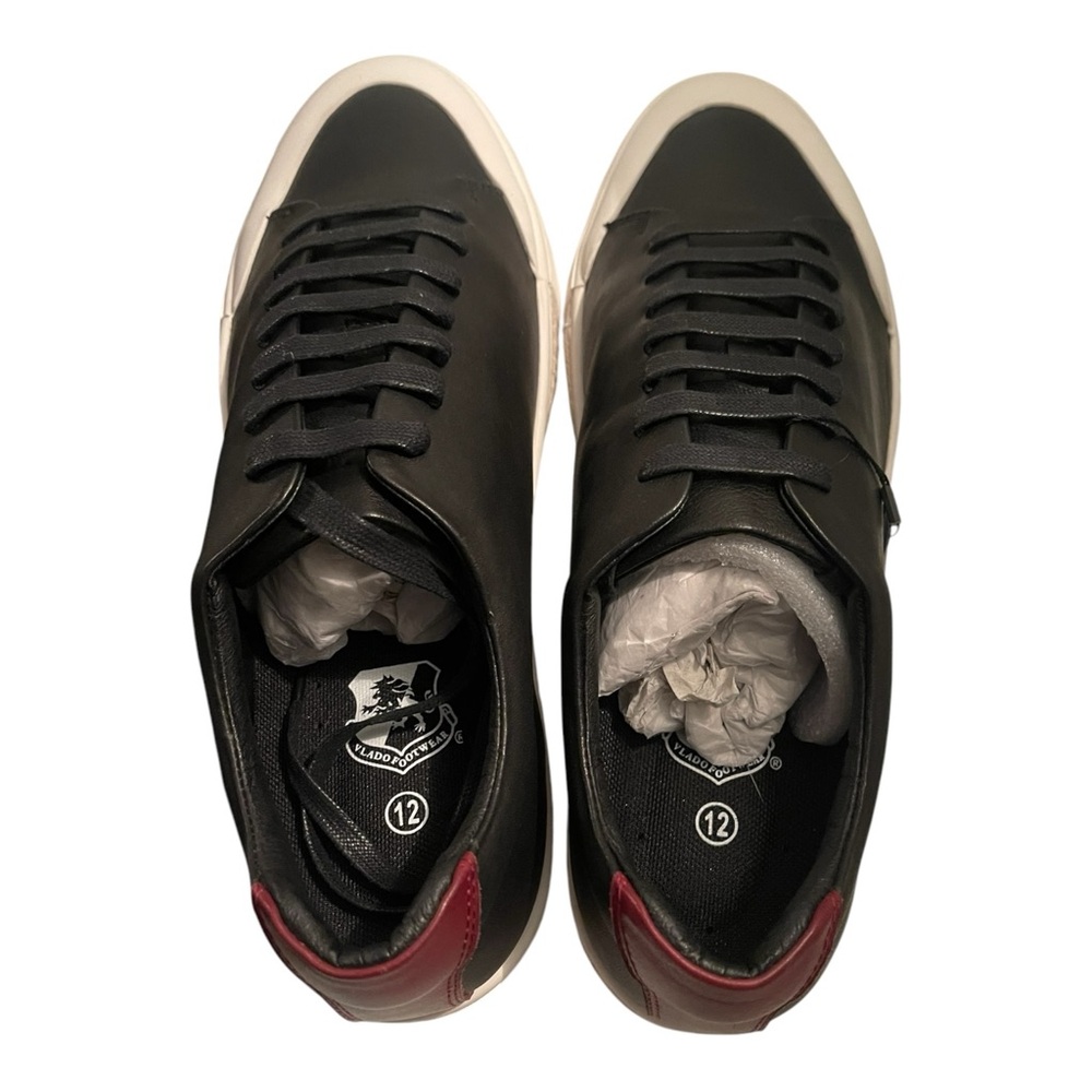Black and Burgundy Leather Sneakers - Picture 3 of 6